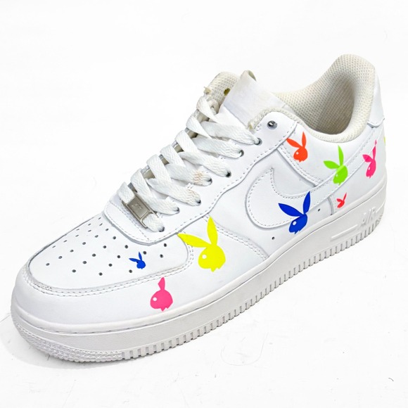 Nike Shoes - Nike Air Force 1 Custom Rainbow PLAYBOY Low White‎ M 7/W 8.5